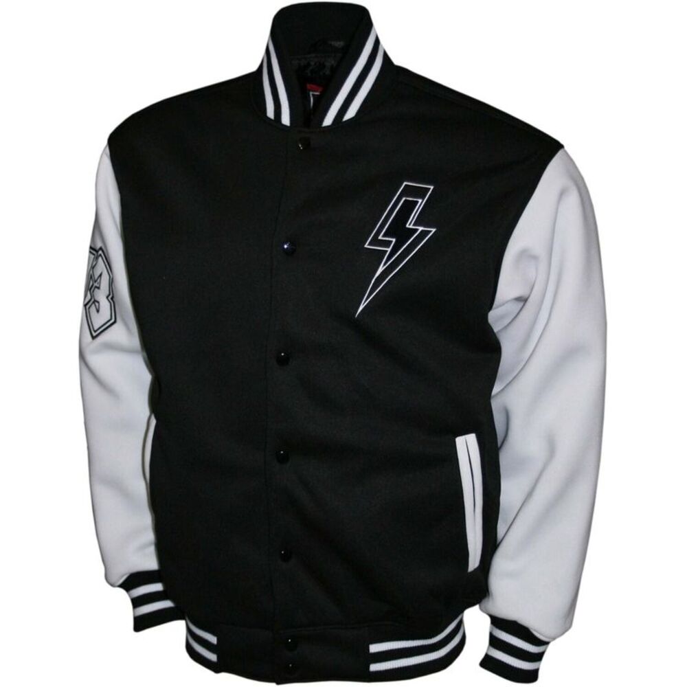 AC/DC - AC/DC - Bolt - Varsity Fleece Jacket - XL White/Black M2451ADA4